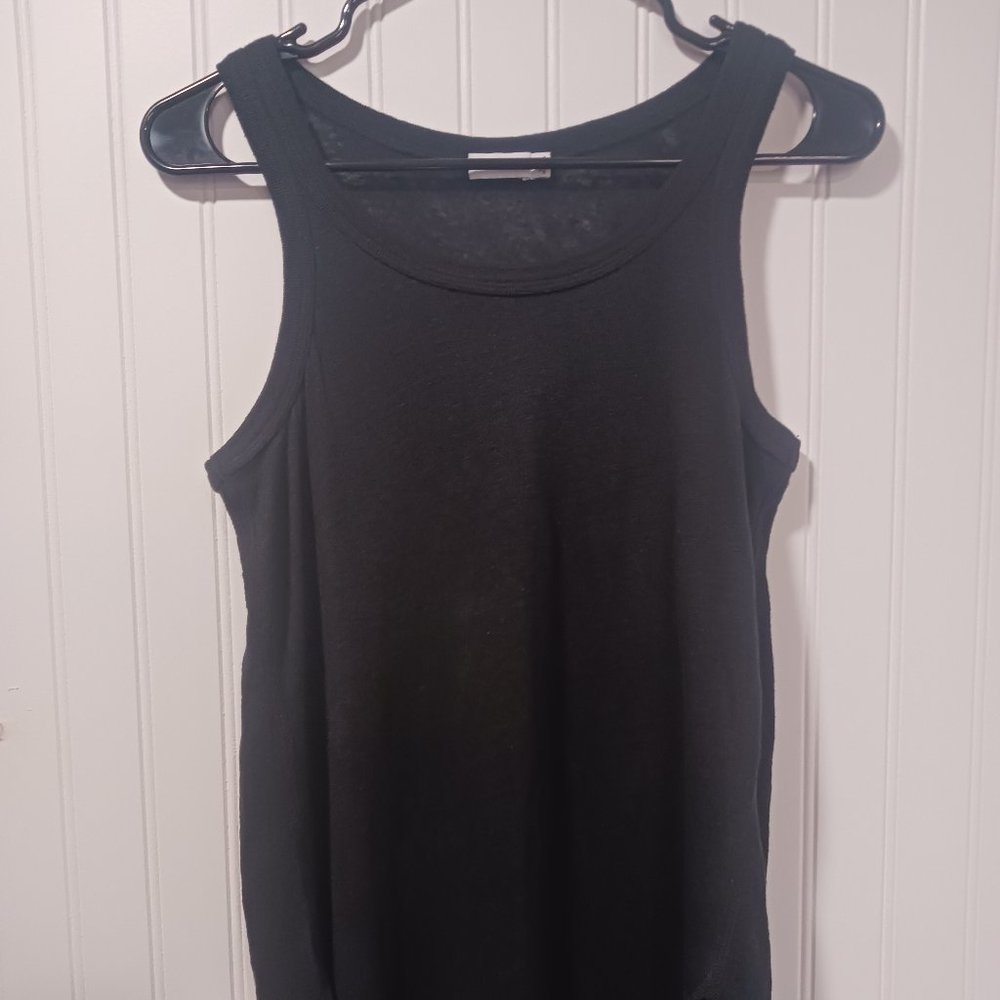 VINCE XS Black Tank Top Linen Sleeveless Flowy